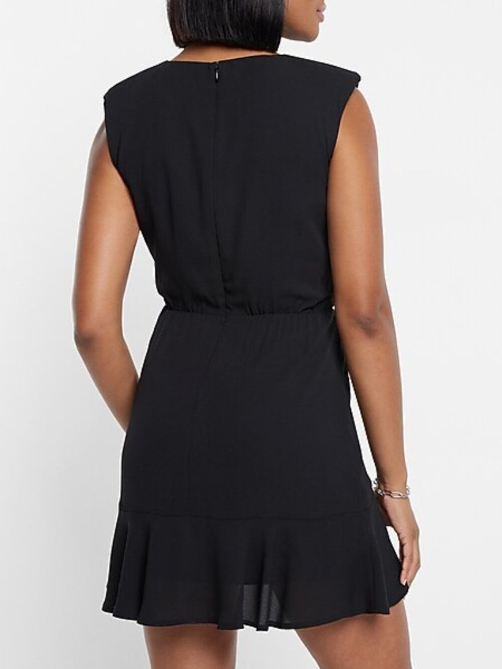 Express Ruched Ruffle Hem Mini Dress - Picture 3 of 10